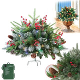 NNEOBA Christmas Planter Lighted Artificial Pine Trees with LED Lights