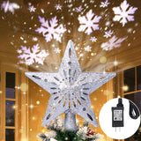 NNEOBA 3D Glitter Star Christmas Tree Topper with Rotating LED Snowflake Projector