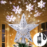 NNEOBA 3D Glitter Star Christmas Tree Topper with Rotating LED Snowflake Projector