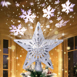 NNEOBA 3D Glitter Star Christmas Tree Topper with Rotating LED Snowflake Projector