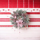 NNEOBA Christmas Pink Rattan Hanging Garland with Balls