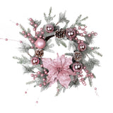 NNEOBA Christmas Pink Rattan Hanging Garland with Balls