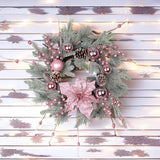 NNEOBA Christmas Pink Rattan Hanging Garland with Balls
