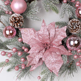 NNEOBA Christmas Pink Rattan Hanging Garland with Balls