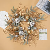 NNEOBA Christmas Wreath with Pine Cones and Golden Branches