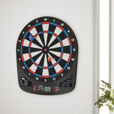 NNEDSZ 13.5" Dartboard Dart Board with Soft Tip Darts Electronic Scorer 32 Games