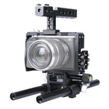 Sony A6000 / A6300 / A6400 / A6500 Camera Cage Stabilizer With Handle - Black-1915196753100017664