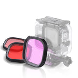 Square Diving Lens Filter Kit For Gopro Hero8 Waterproof Housing - 3 Colours-1915197211487113221
