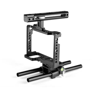 Panasonic Lumix Dc-S1H / Dc-S1 / Dc-S1R Camera Cage Stabilizer With Handle & Rail Rod Mount - Black-1915196748473700353