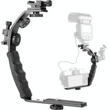 Aluminum L-Shaped Flash Bracket Camera Holder - Black-1915196729263788038