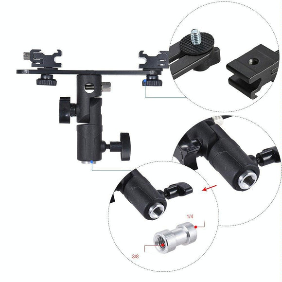 Dual Hot Shoe Flash Bracket - Compact And Versatile-1915197189336993793
