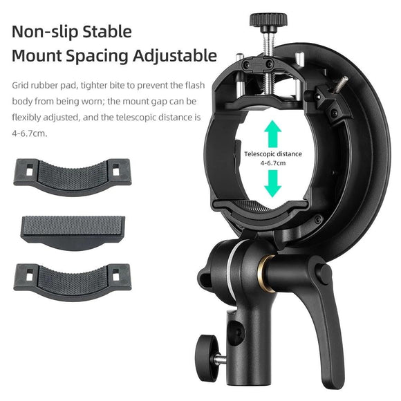 Universal S-Type Flash Bracket For Bowens Mount - Black-1915196786625089537