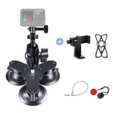 Triangle Suction Cup Mount For Gopro With Tripod Adapter And Phone Clamp-1915196495469088776