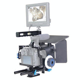 Video Camera Cage Stabilizer Kit With Matte Box & Follow Focus For Panasonic Lumix Dmc-Gh4 & G7 / Sony A7 Series-1915198256569257984