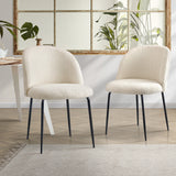 NNEED 2x Dining Chairs Upholstered Sherpa White