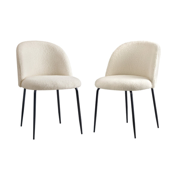 NNEED 2x Dining Chairs Upholstered Sherpa White