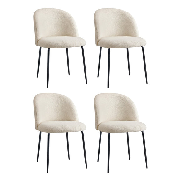 NNEED 4x Dining Chairs Kitchen Upholstered Sherpa White