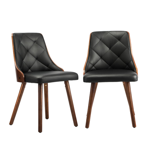 NNEED Wooden Dining Chairs Padded Seat x2 Black