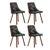 NNEED 4x Wooden Dining Chairs Faux Leather Padded Black