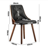 NNEED 4x Wooden Dining Chairs Faux Leather Padded Black