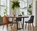 NNEED 4x Wooden Dining Chairs Faux Leather Padded Black