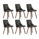NNEED 6x Wooden Dining Chairs Faux Leather Padded Black