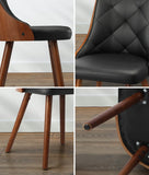 NNEED 6x Wooden Dining Chairs Faux Leather Padded Black