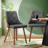 NNEED Dining Chairs Wooden Faux Leather Seatx2 Grey