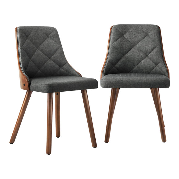 NNEED Dining Chairs Wooden Faux Leather Seatx2 Grey