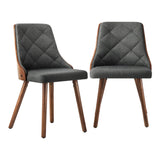 NNEED Dining Chairs Wooden Faux Leather Seatx2 Grey