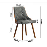 NNEED Dining Chairs Wooden Faux Leather Seatx2 Grey