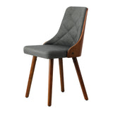 NNEED Dining Chairs Wooden Faux Leather Seatx2 Grey