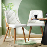 NNEED Dining Chairs Wooden Faux Leather Seat 2x White