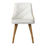 NNEED Dining Chairs Wooden Faux Leather Seat 2x White