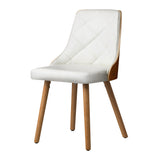 NNEED Dining Chairs Wooden Faux Leather Seat 2x White