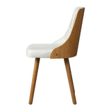 NNEED Dining Chairs Wooden Faux Leather Seat 2x White