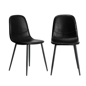 NNEED 2x Dining Chairs PU Leather Black