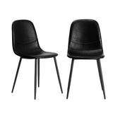 NNEED 2x Dining Chairs PU Leather Black