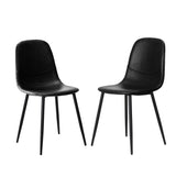 NNEED 2x Dining Chairs PU Leather Black