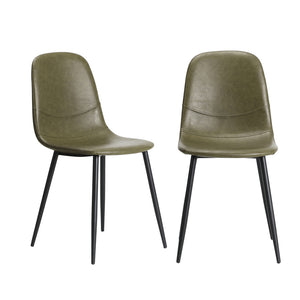 NNEED 2x Dining Chairs PU Leather Green