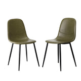 NNEED 2x Dining Chairs PU Leather Green