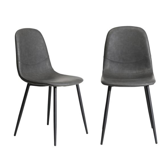NNEED 2x Dining Chairs Lounge Room PU Leather Grey