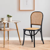 NNEED Dining Chairs Wooden Chairs Rattan Seat Black