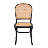 NNEED Dining Chairs Wooden Chairs Rattan Seat Black