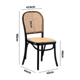 NNEED Dining Chairs Wooden Chairs Rattan Seat Black