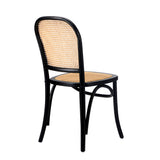 NNEED 2PCS Dining Chairs Wooden Rattan Black