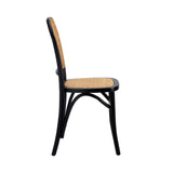 NNEED 2PCS Dining Chairs Wooden Rattan Black