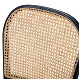 NNEED 2PCS Dining Chairs Wooden Rattan Black