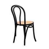 NNEED 2PCS Dining Chair Solid Wooden Ratan Seat Black