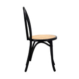 NNEED 2PCS Dining Chair Solid Wooden Ratan Seat Black